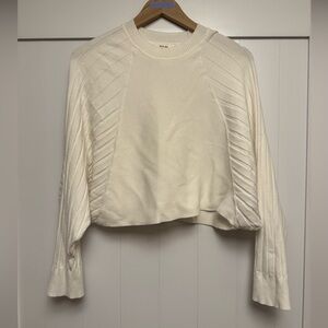 Cream Ribbed Cropped Sweater